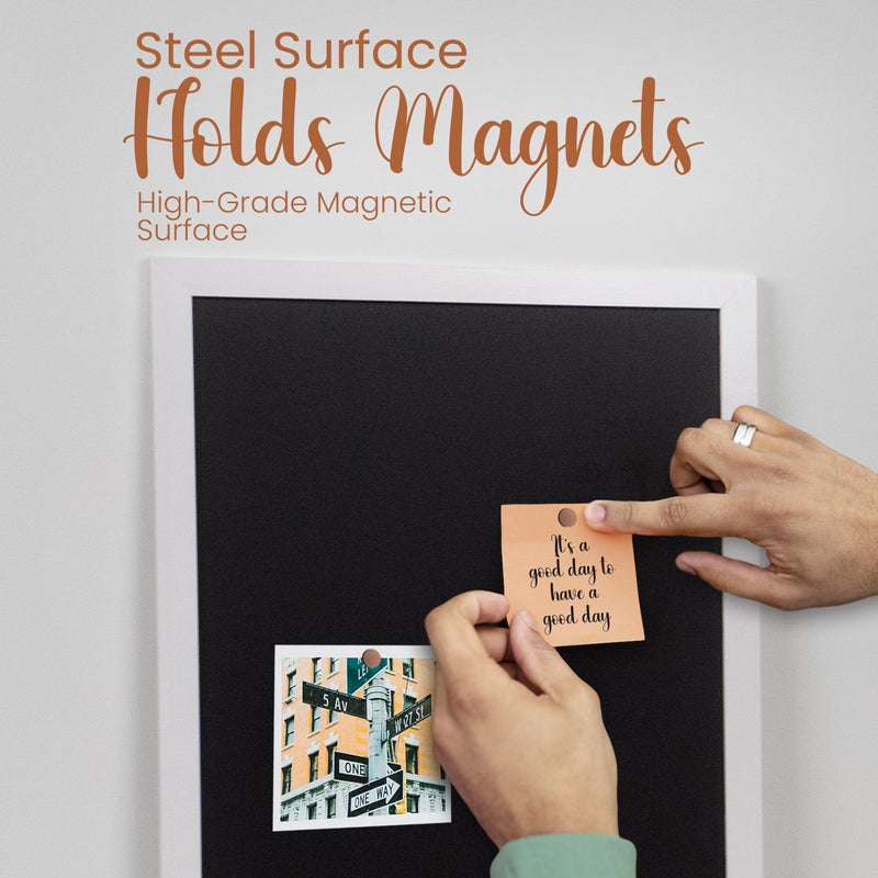 Loddie Doddie Magnetic Chalk Board - 18 x 22 in White Frame - Stain-Resistant Easy-Erase for Wall Chalkboard - Hang Photos & Notes on Magnetic Board - Interactive Kids Chalkboard for Creative Fun - Image 4